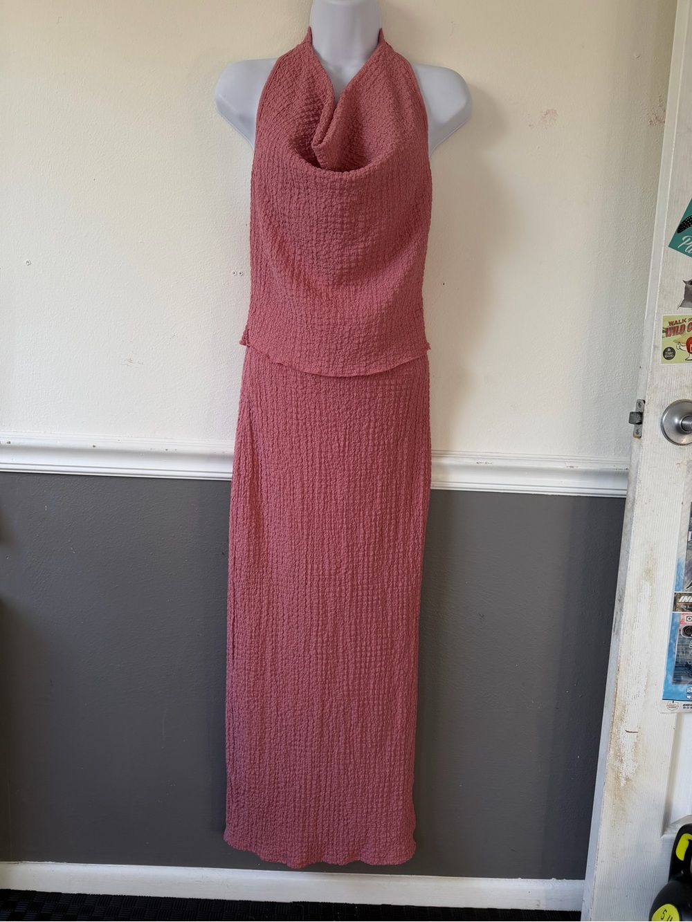 Sleeveless Cowl Neck Maxi Dress in Dusty Rose